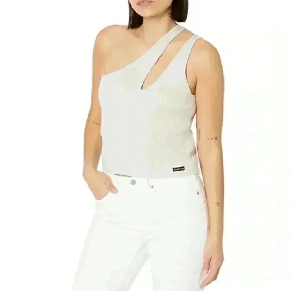 Calvin Klein Jeans Women's Ribbed One ShoulderTop Size Large NWT